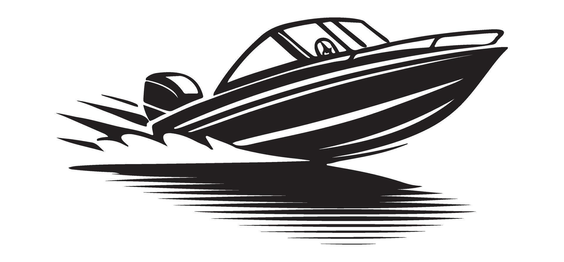 Dynamic Speed Boat Silhouette Illustration with Water Splash vector