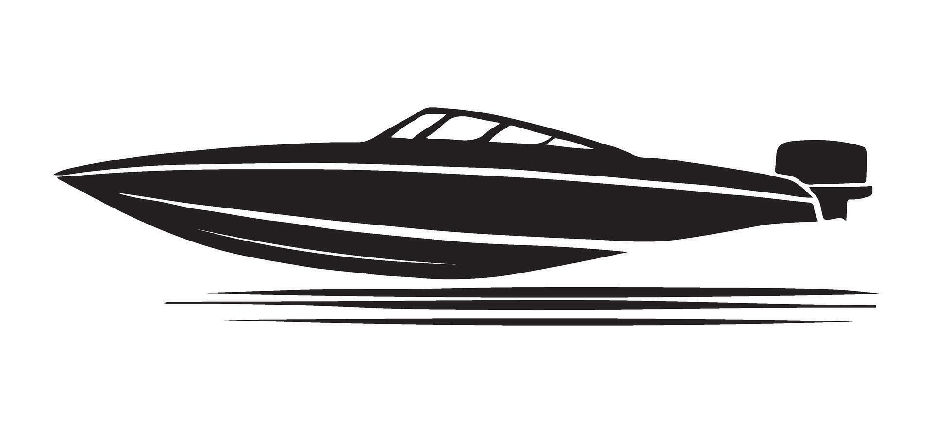 Sleek Speedboat Silhouette Illustration for Marine Enthusiasts vector
