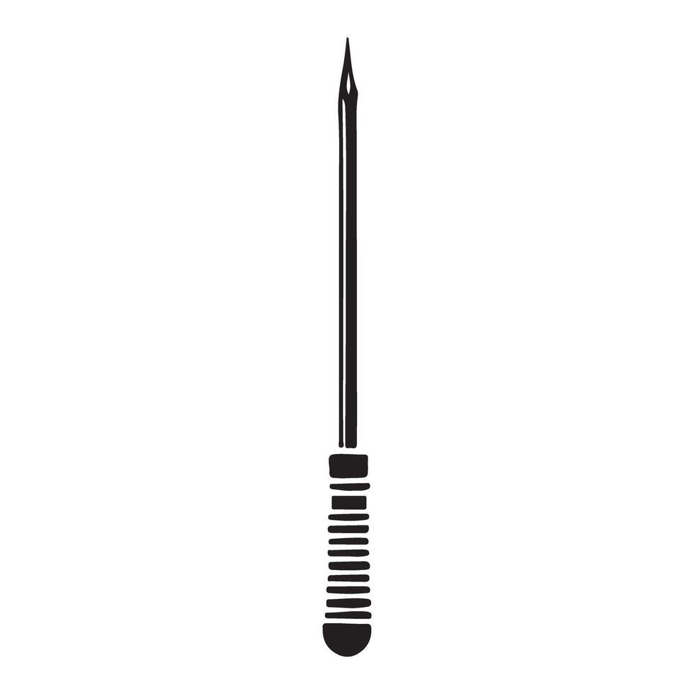 Silhouette Long Thin Needle Pointed Metal Fine Stitching Work vector