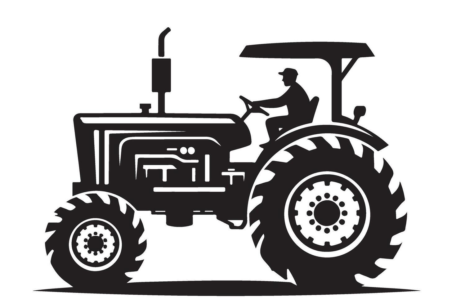 Modern Tractor Silhouette with Canopy for Farming and Agriculture vector