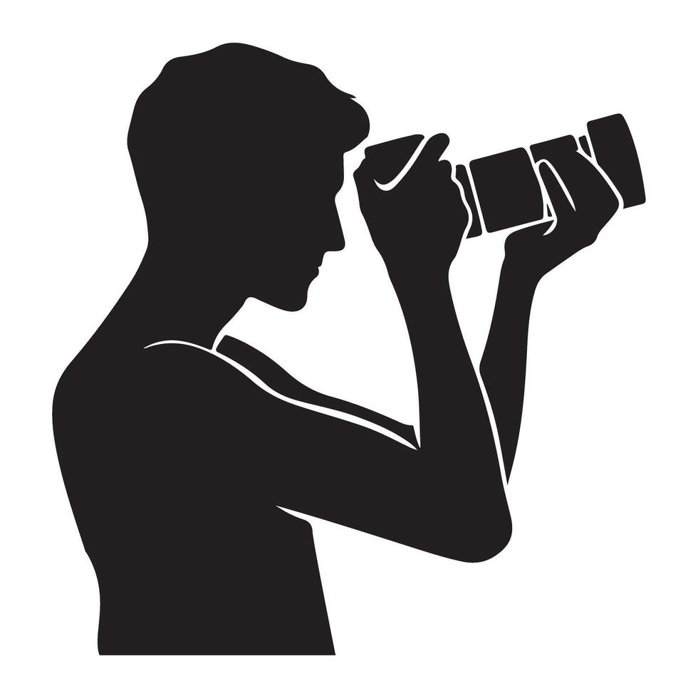 Capturing Moments Silhouette Photographer in Action Stock Illustration vector