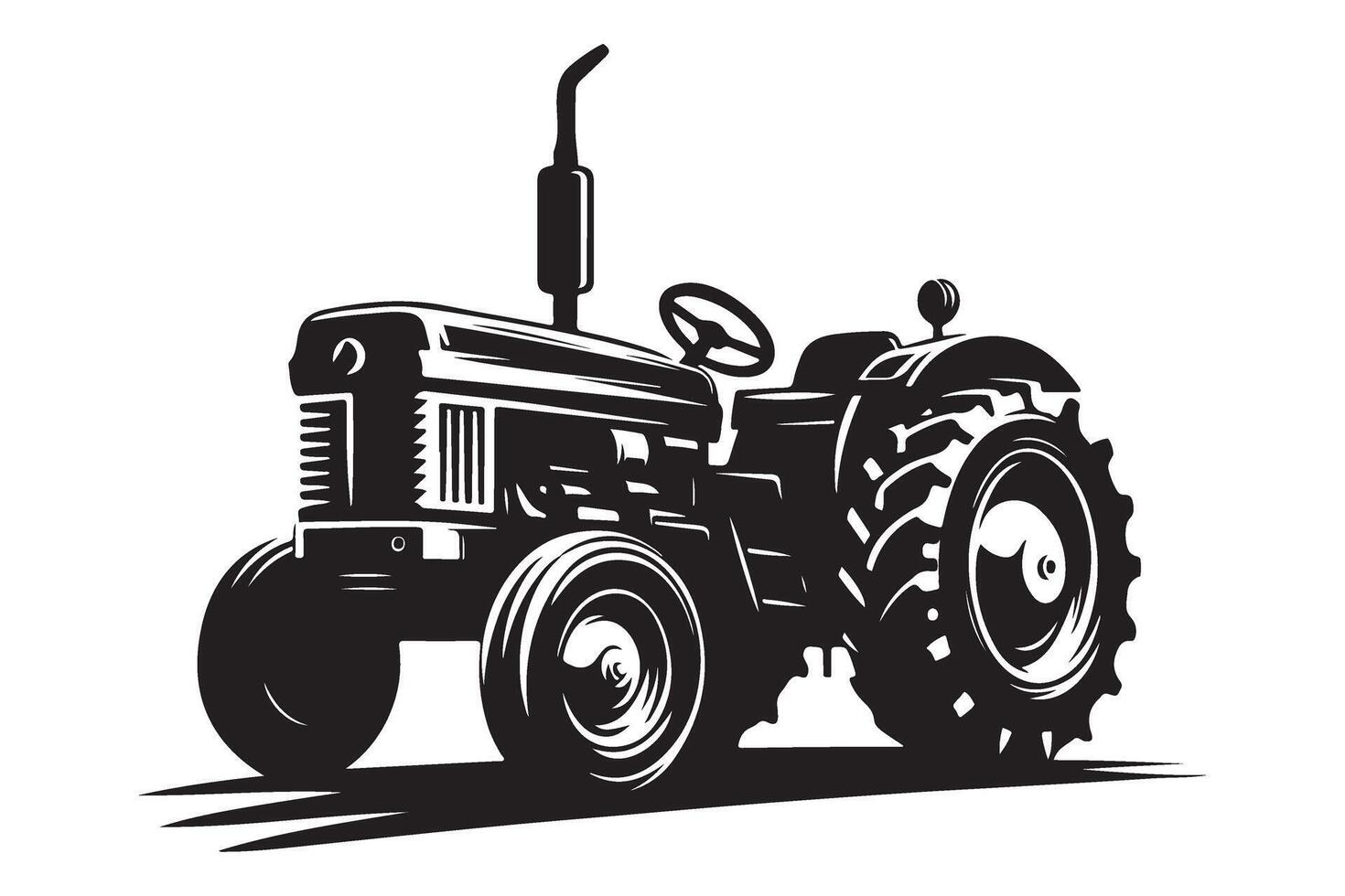 Silhouette of a Classic Tractor Illustration Agricultural Equipment for Farming vector