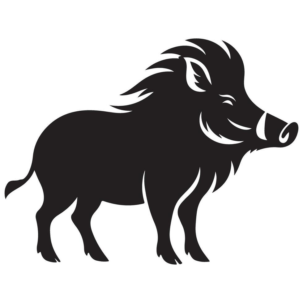 Standing Wild Boar Illustration Silhouette Image Design vector