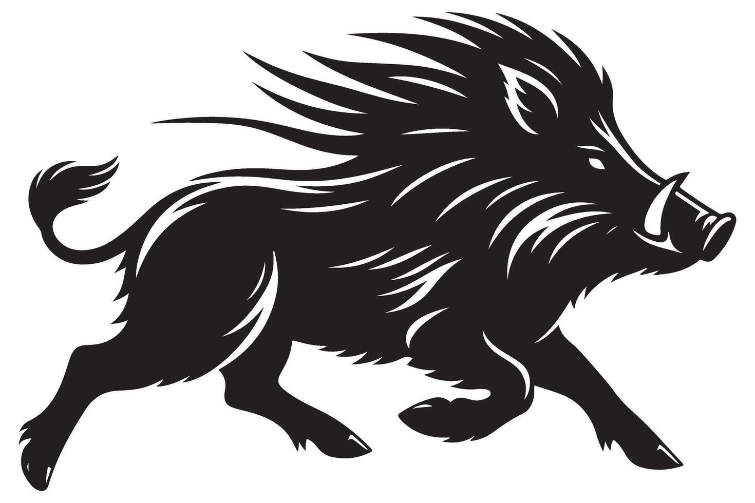 Running Wild Boar Silhouette Illustration Action Design vector