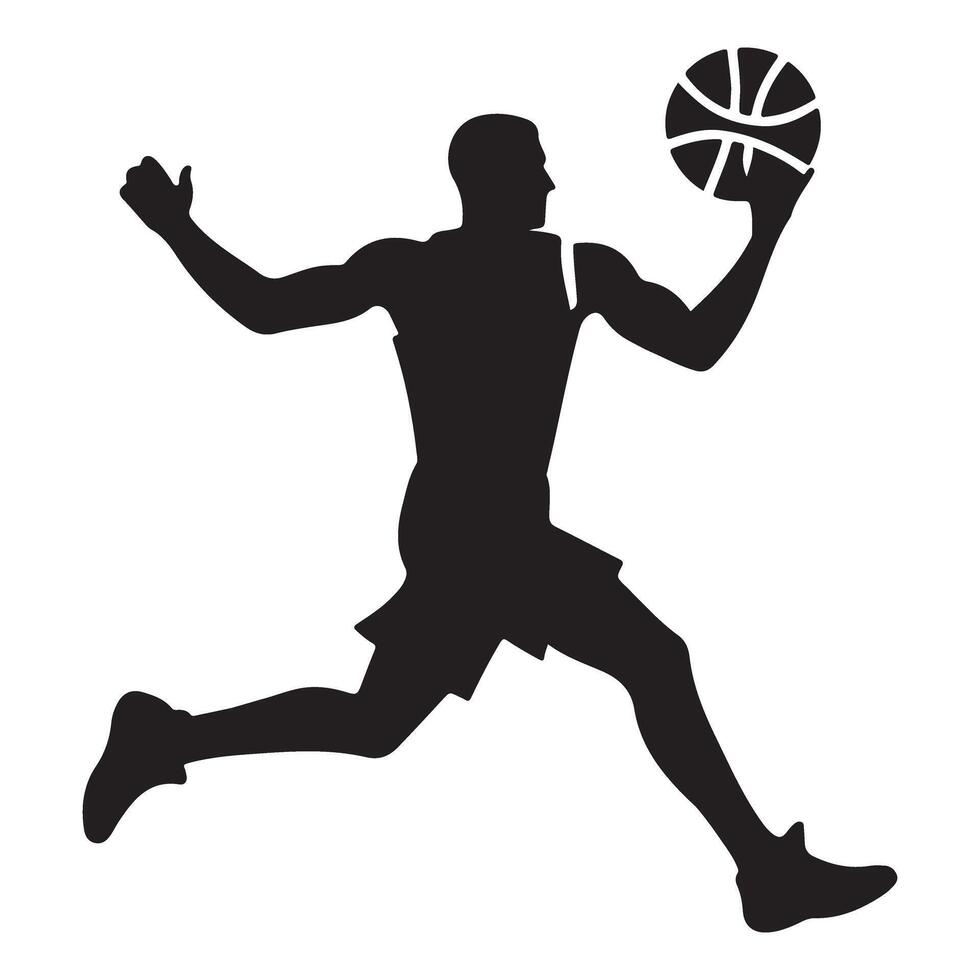 Dynamic Basketball Silhouette Illustration of a Player About to Dunk vector