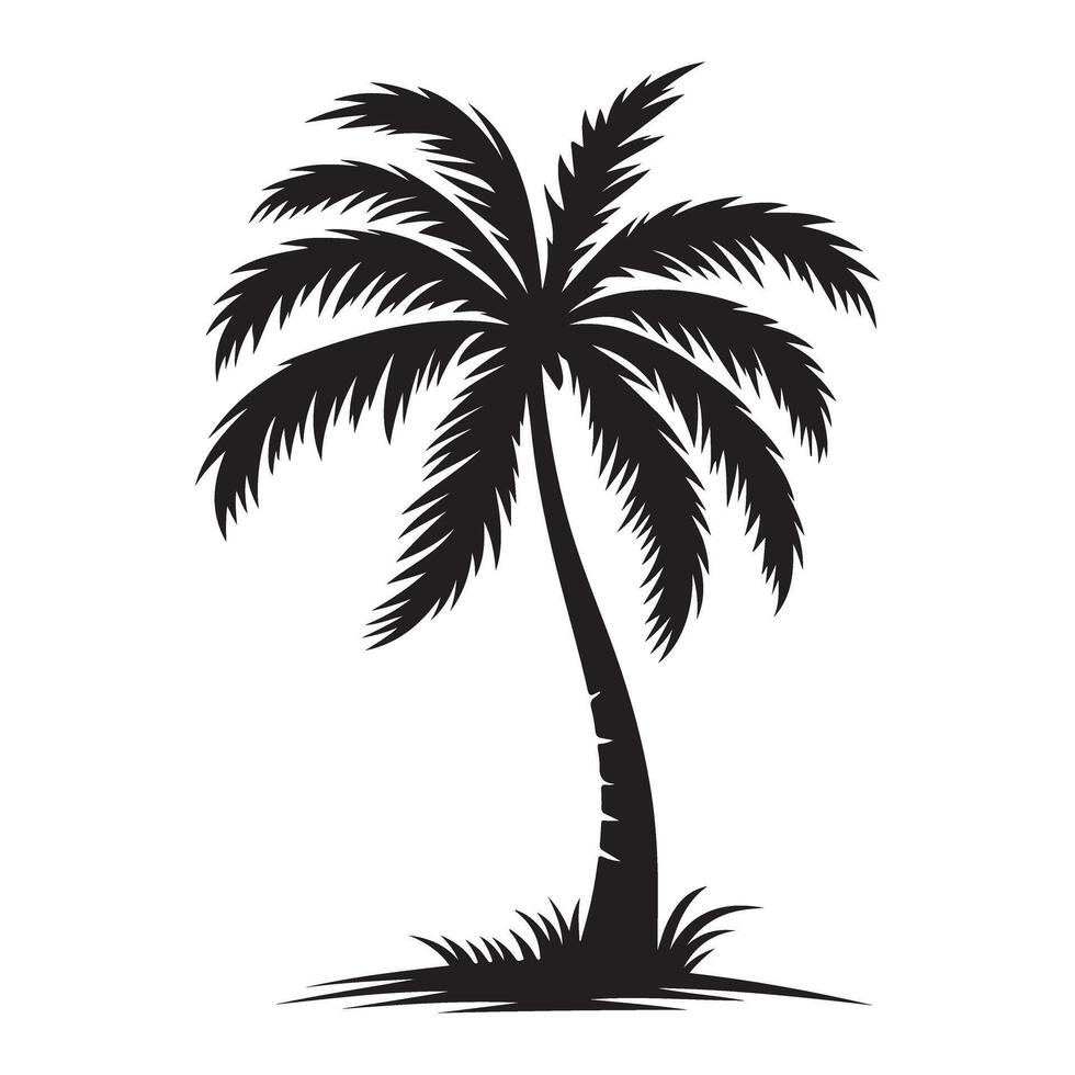 Single Silhouette Palm Tree Illustration of Tropical Island Vibes vector