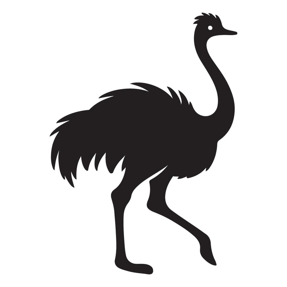 Silhouette Ostrich Walking Bird Illustration Image Download vector