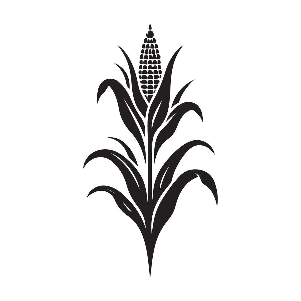 Corn Plant Silhouette Art for Agriculture and Nutrition Designs vector