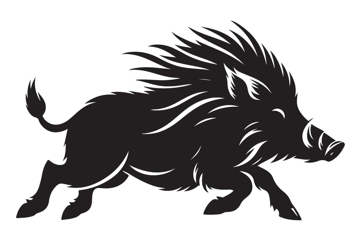 Charging Wild Boar Silhouette Graphic Illustration Design vector