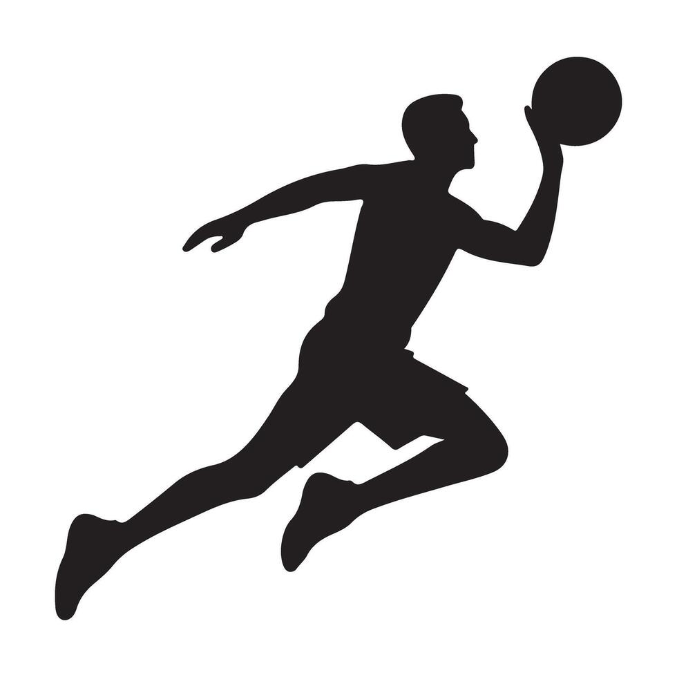 Silhouette of Basketball Player About to Shoot the Ball vector