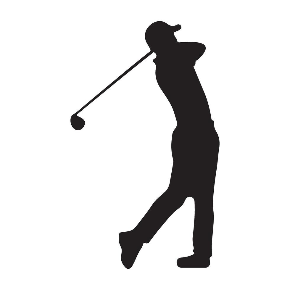 Dynamic Golf Player Silhouette Graphic For Sports Designs vector