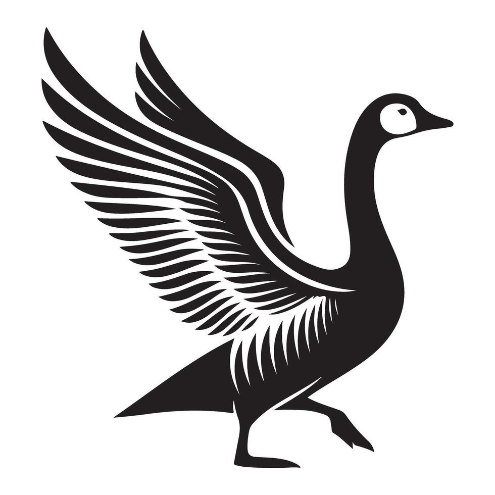 Dynamic Goose Wing Spread Illustration Silhouette Bird Design Art vector