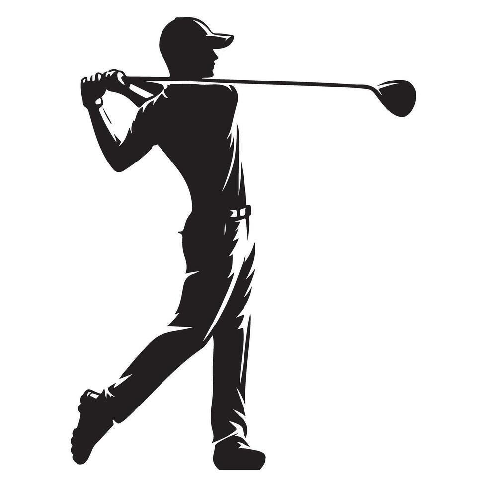 Silhouette of Man Golfing with Driver Sports and Recreation vector