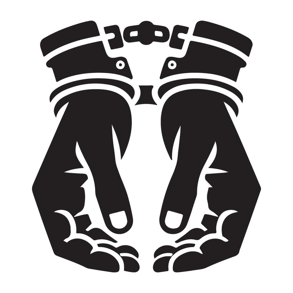 Graphic of Hands in Handcuffs Silhouette Symbolizing Arrest vector