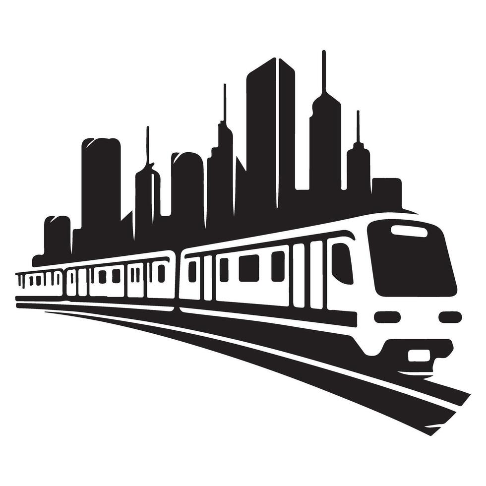 Urban Cityscape Subway Train Illustration for Modern Transit Systems Design vector