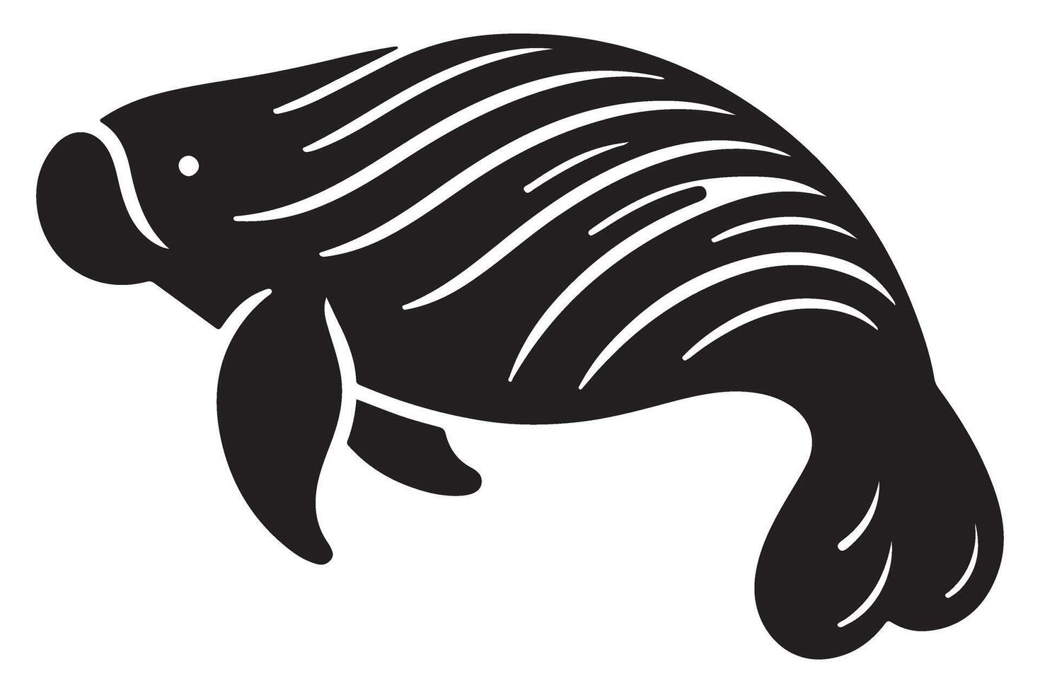 Black and White Manatee Illustration for Coastal Conservation Projects vector