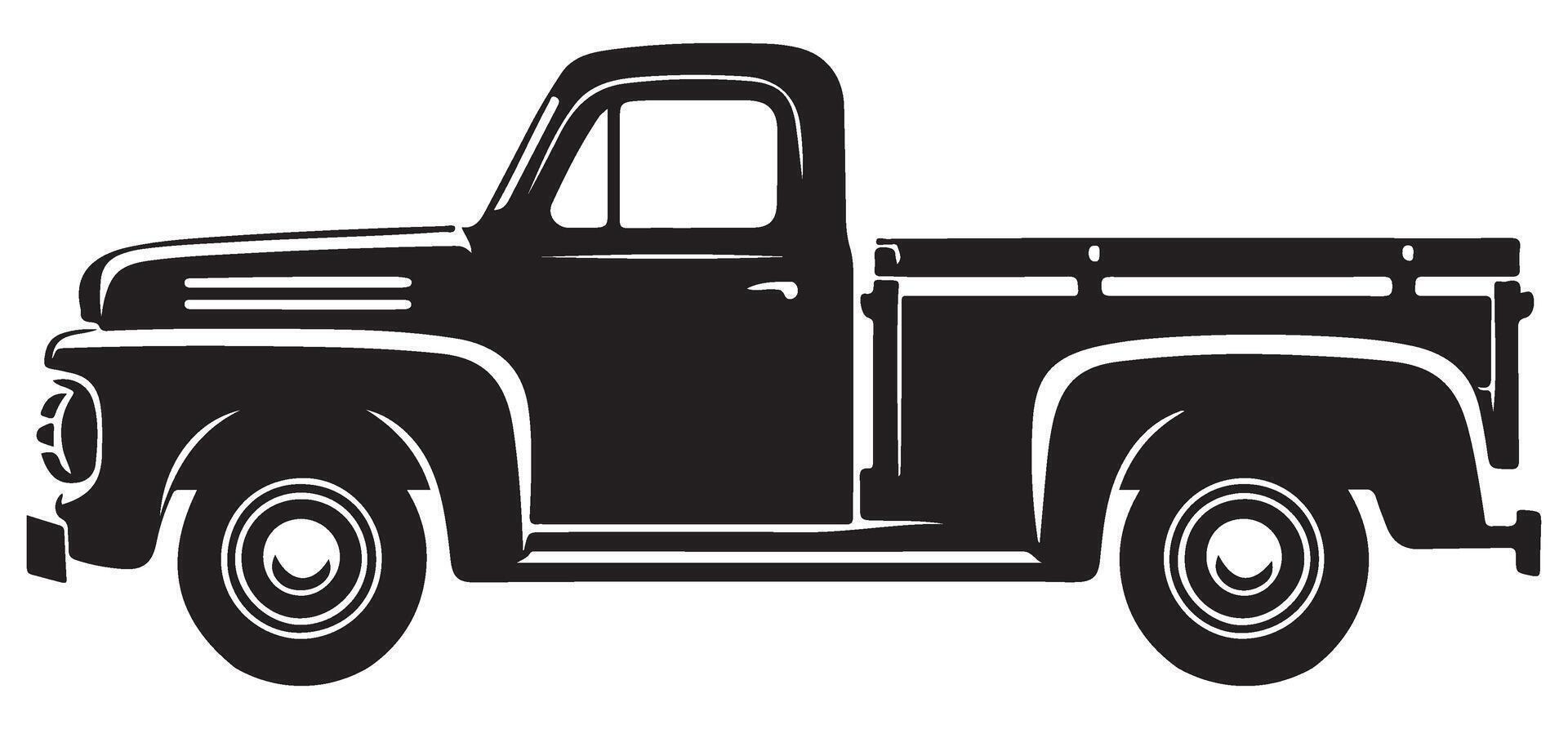 Silhouette of Classic Pickup Truck Illustration for Automotive Enthusiasts vector