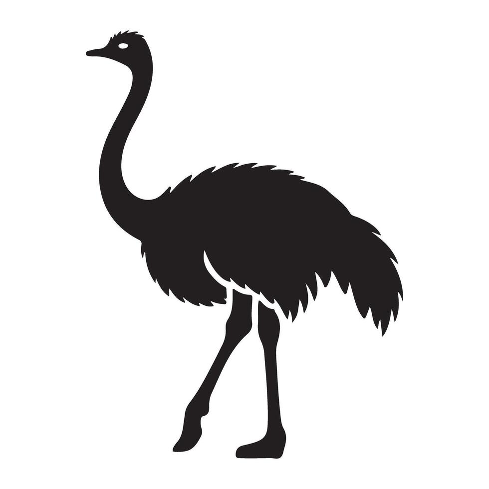 Ostrich Silhouette Black Bird Wildlife Illustration Graphic Image vector