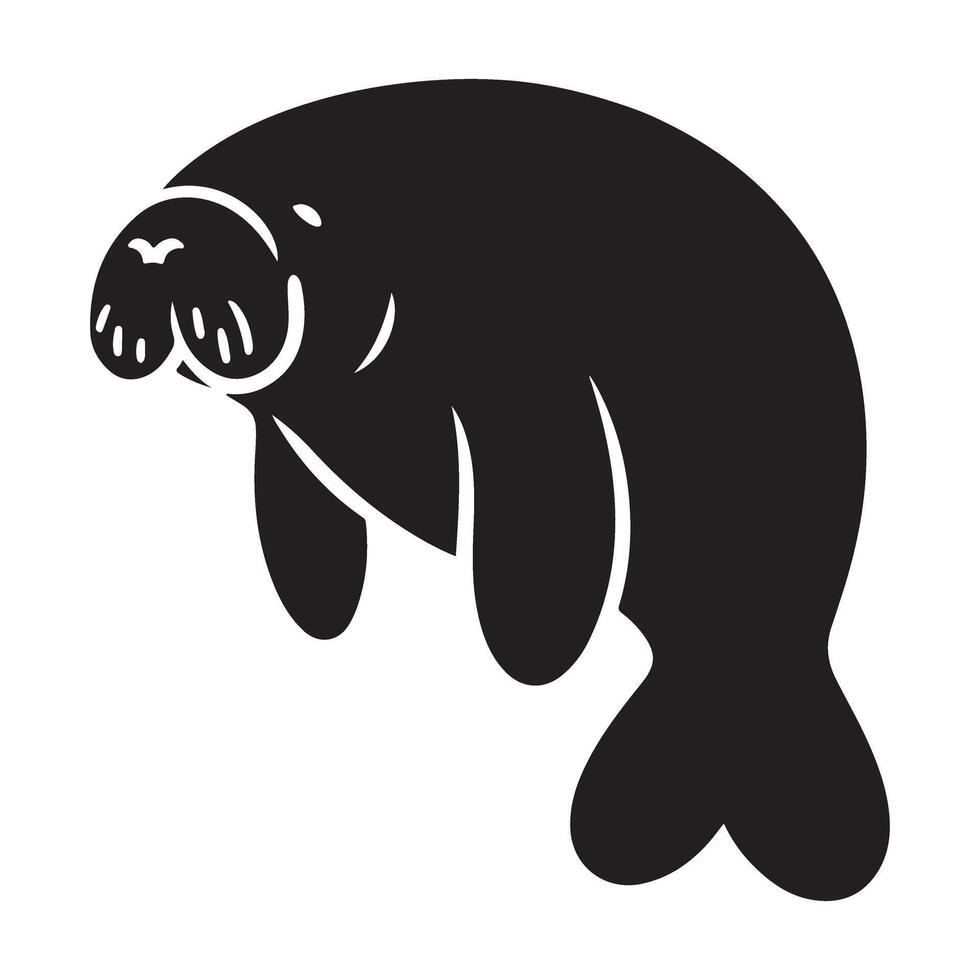 Manatee Silhouette Underwater Sea Cow Mammal Graphic vector