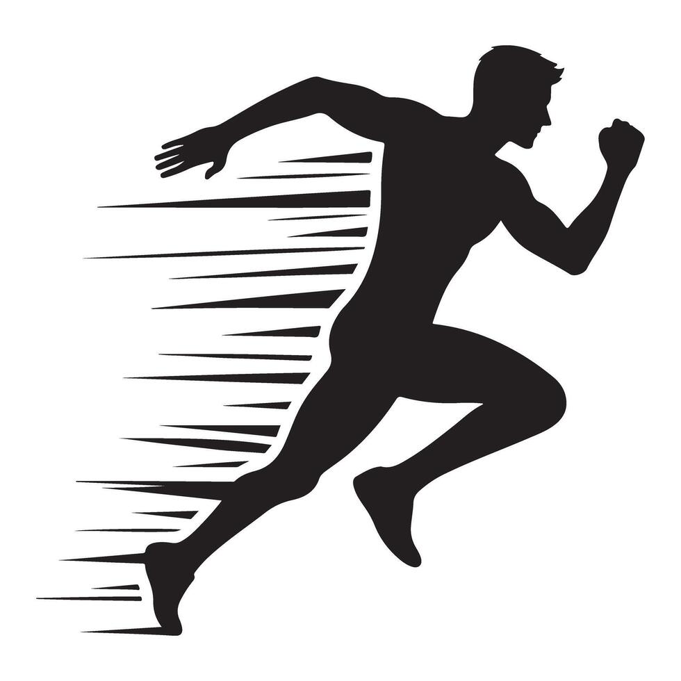 Silhouette Sprinter Athlete in Motion Fast Running Illustration Design vector
