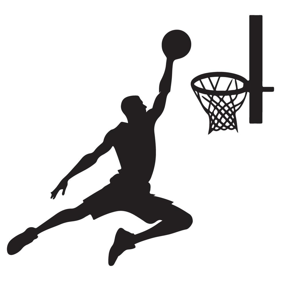 Basketball Player Silhouette Dunking Illustration for Sports Designs vector