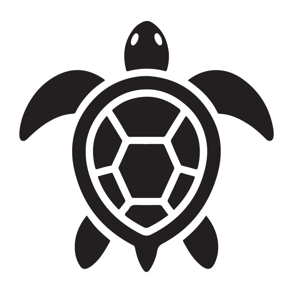 Sea Turtle Top View Silhouette Art for Marine Projects vector