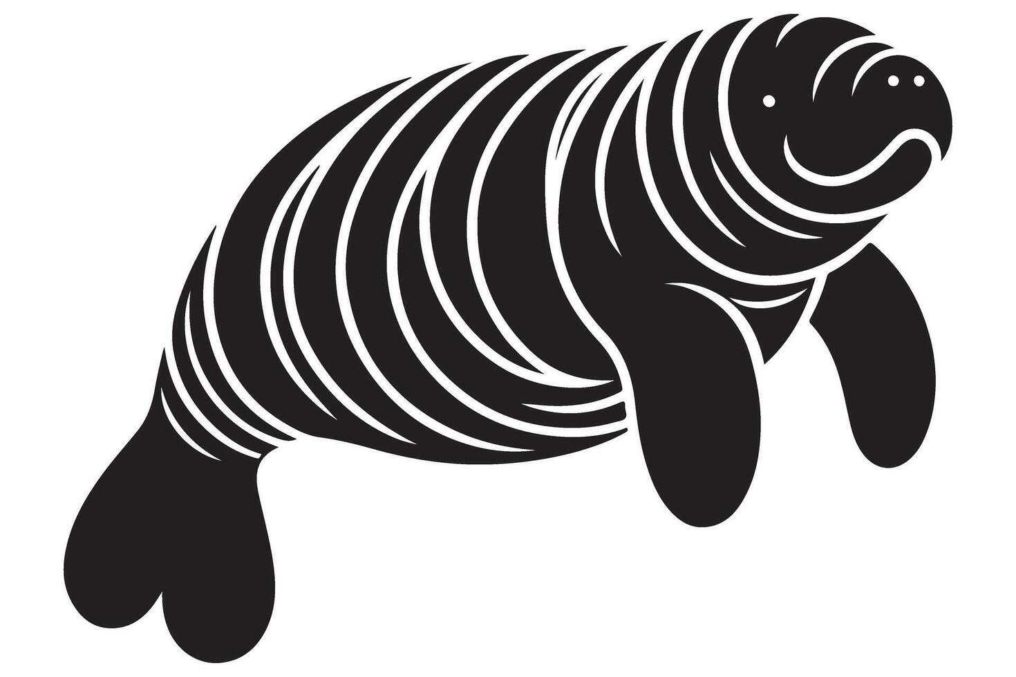 Chubby Manatee Cartoon Illustration for Education and Fun Designs vector