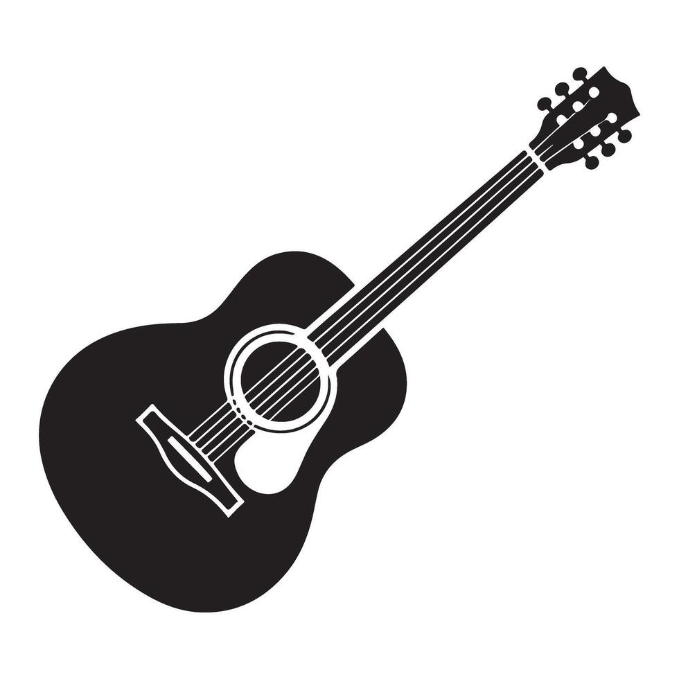 Detailed Acoustic Guitar Silhouette Art for Music Lovers vector