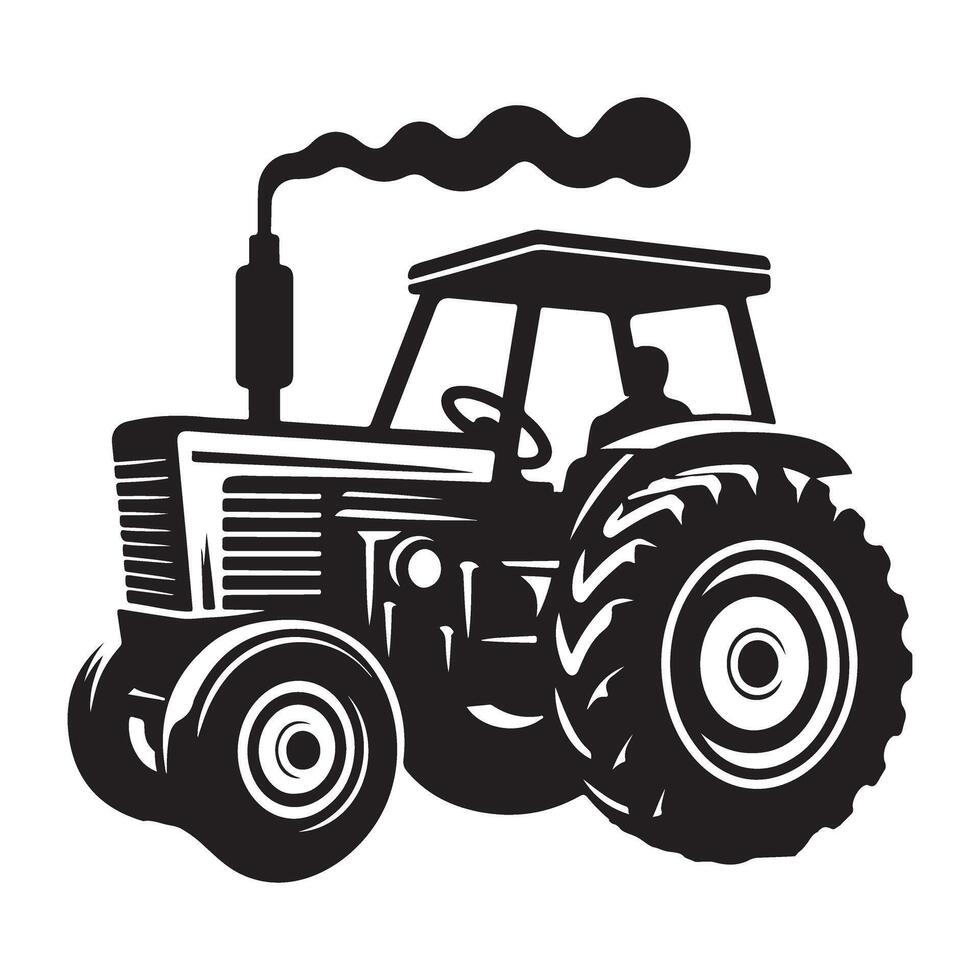 Detailed Tractor Silhouette Graphic Agriculture Machinery Illustration vector