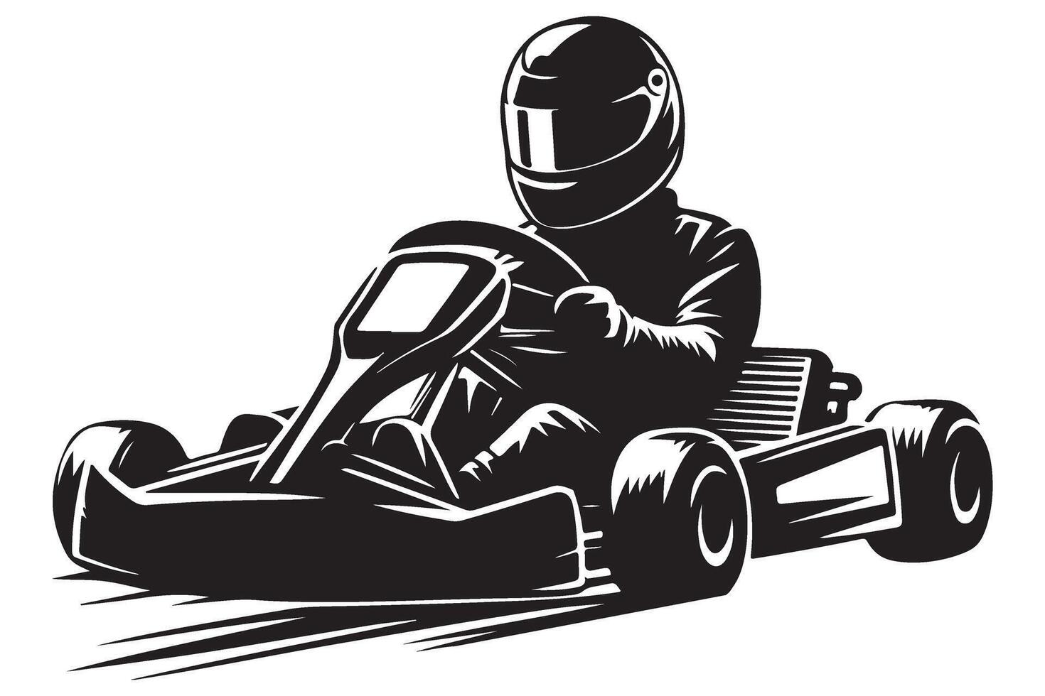 Sleek Go Kart Silhouette for High Speed Racing and Motorsport Designs vector
