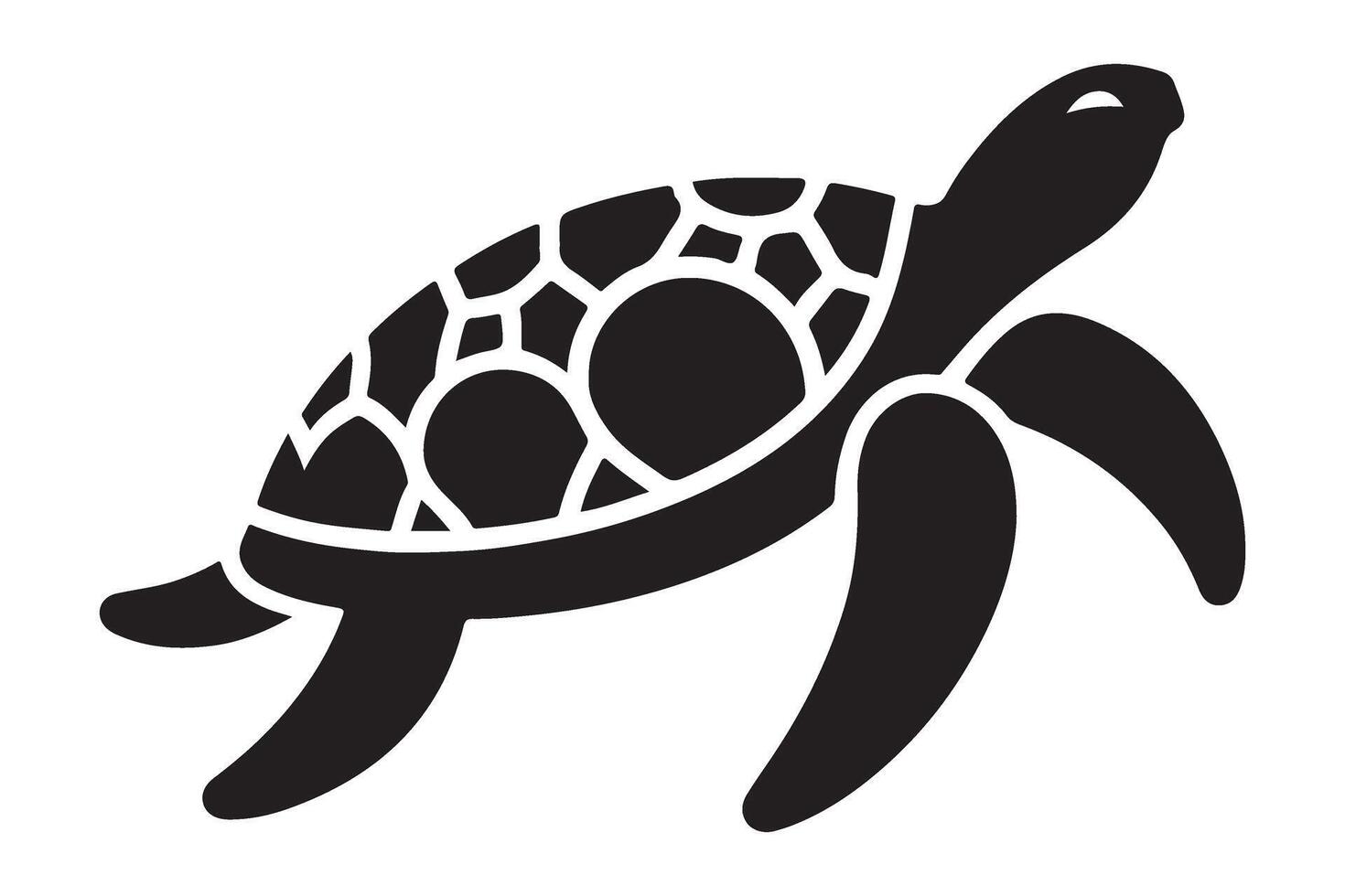 Sea Turtle Illustration Black Silhouette Design for Conservation vector