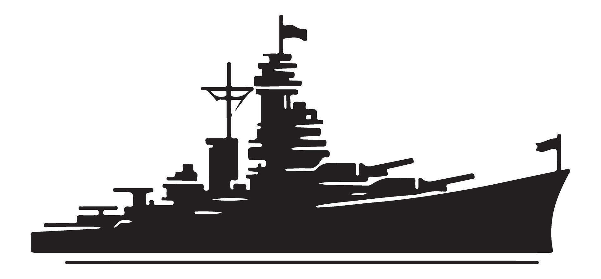 Battleship Vessel Silhouette Illustration Maritime Naval Warfare vector