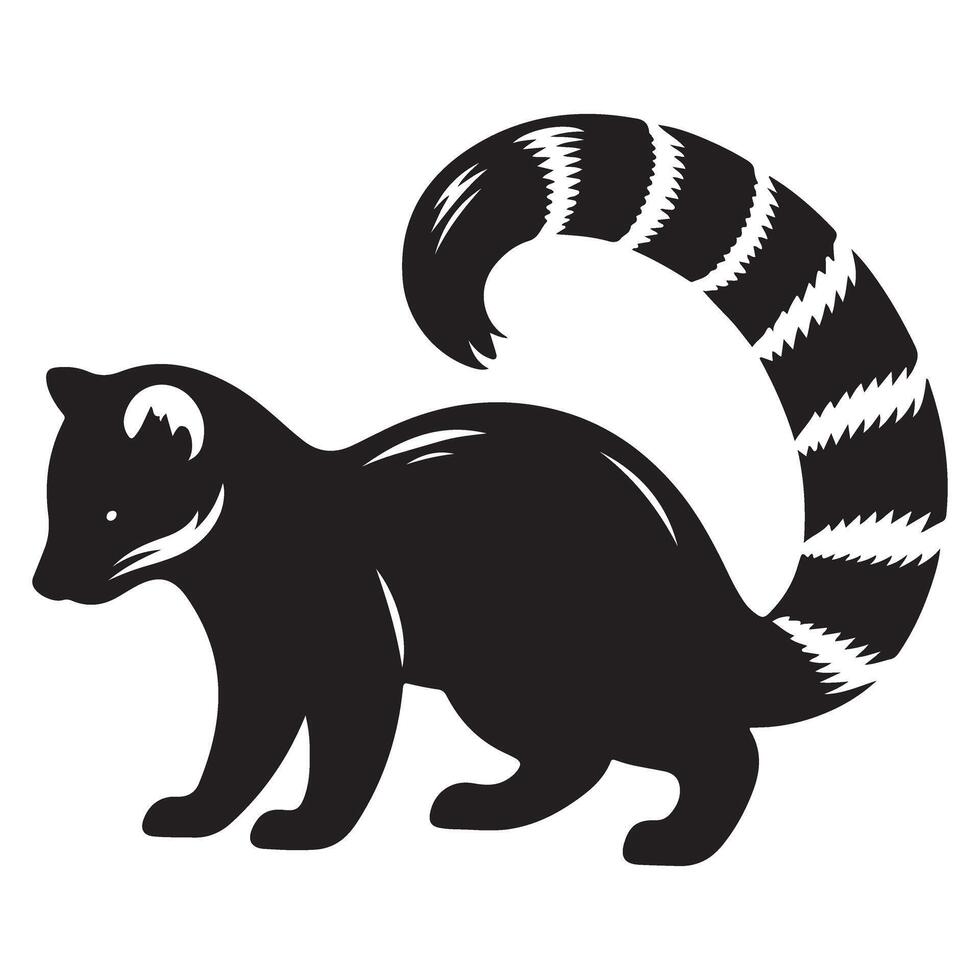 Ring Tailed Cat Silhouette Illustration for Wildlife Conservation Projects vector