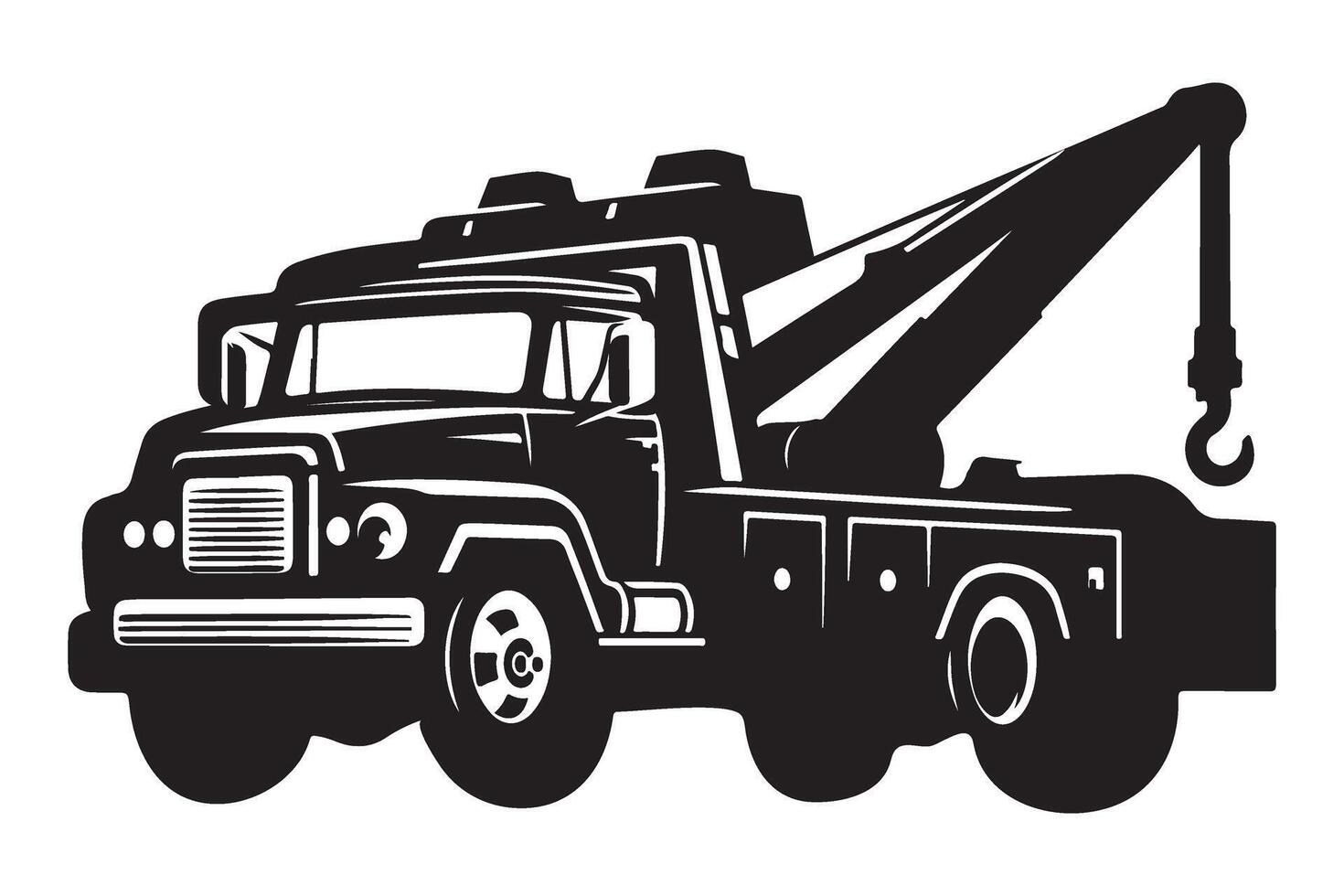 Powerful Tow Truck Silhouette Illustration for Rescue and Recovery vector