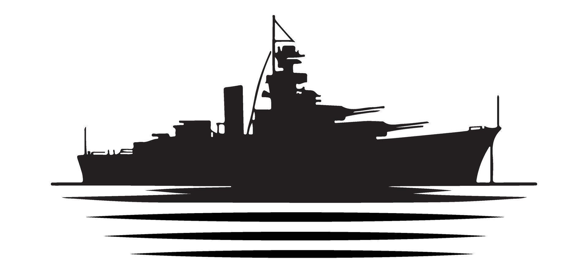 Battleship Silhouette Illustration of Warship Naval Vessel and Powerful Navy vector