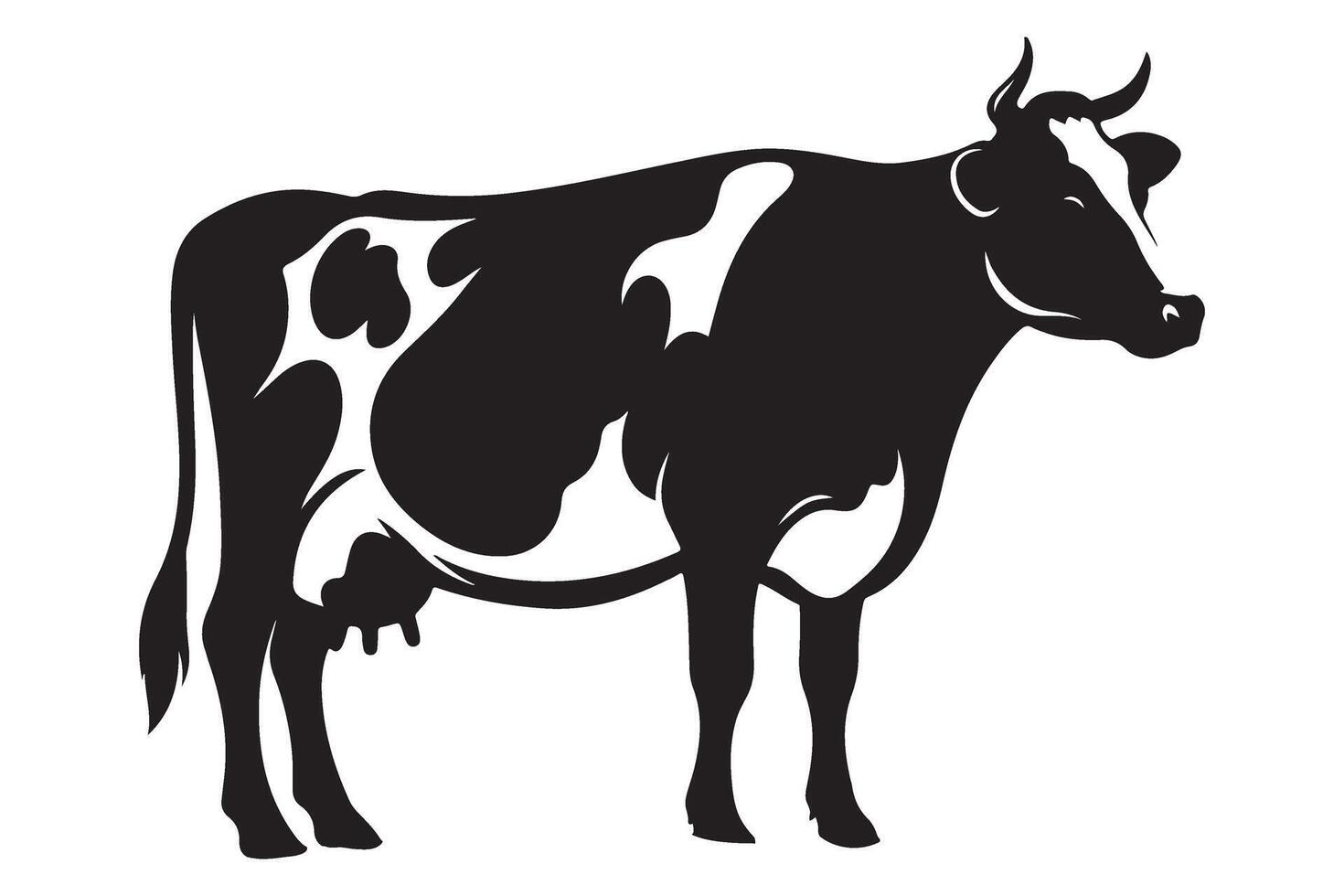 Holstein Dairy Cow Illustration Farm Animal Silhouette Graphic vector