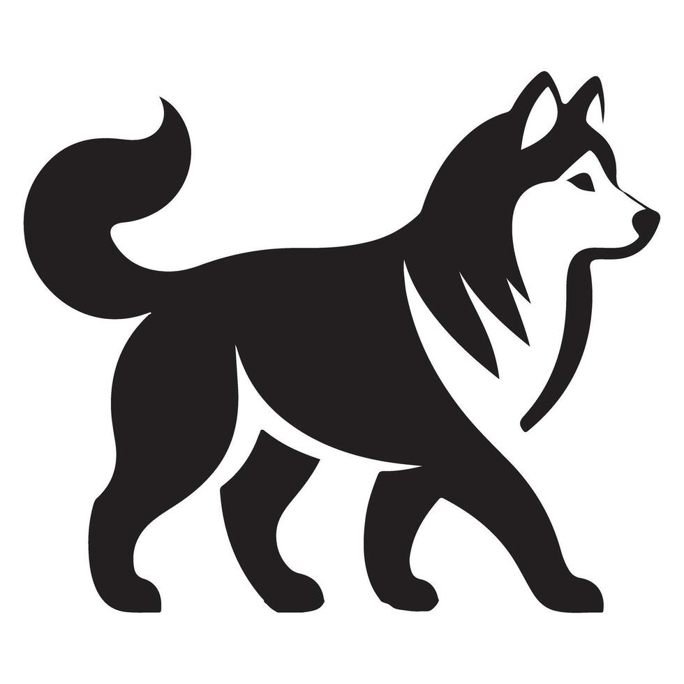 Elegant Husky Silhouette Illustration for Pet Related Designs vector