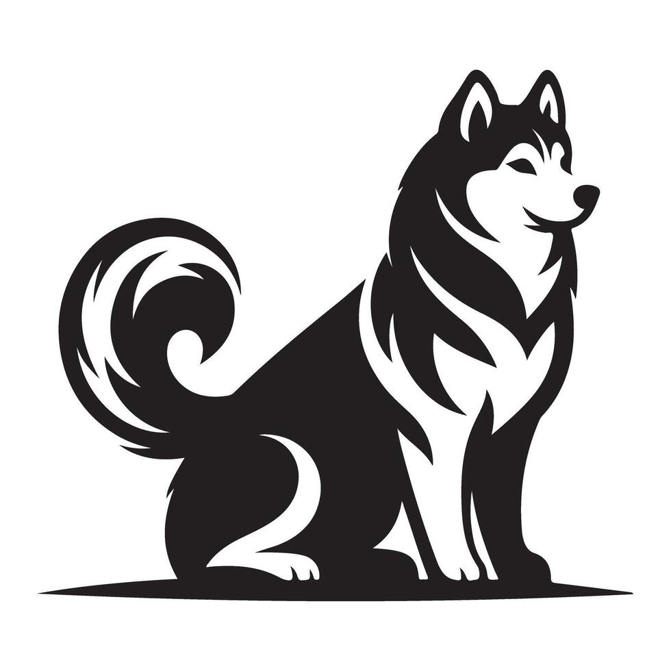 Majestic husky dog silhouette illustration for pet lovers and design inspiration vector