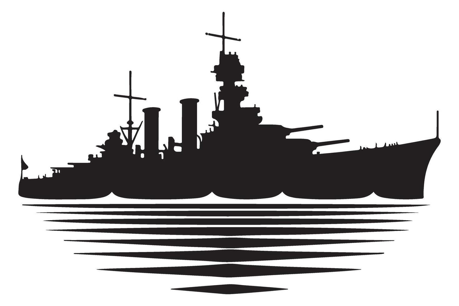 Powerful Battleship Silhouette Artwork on Water Reflection vector