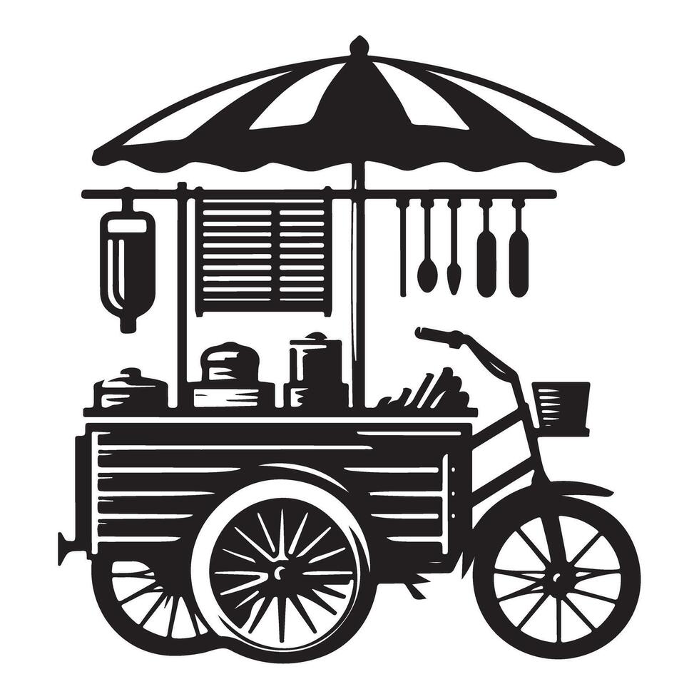 Charming Street Food Cart Illustration A Culinary Adventure on Wheels vector