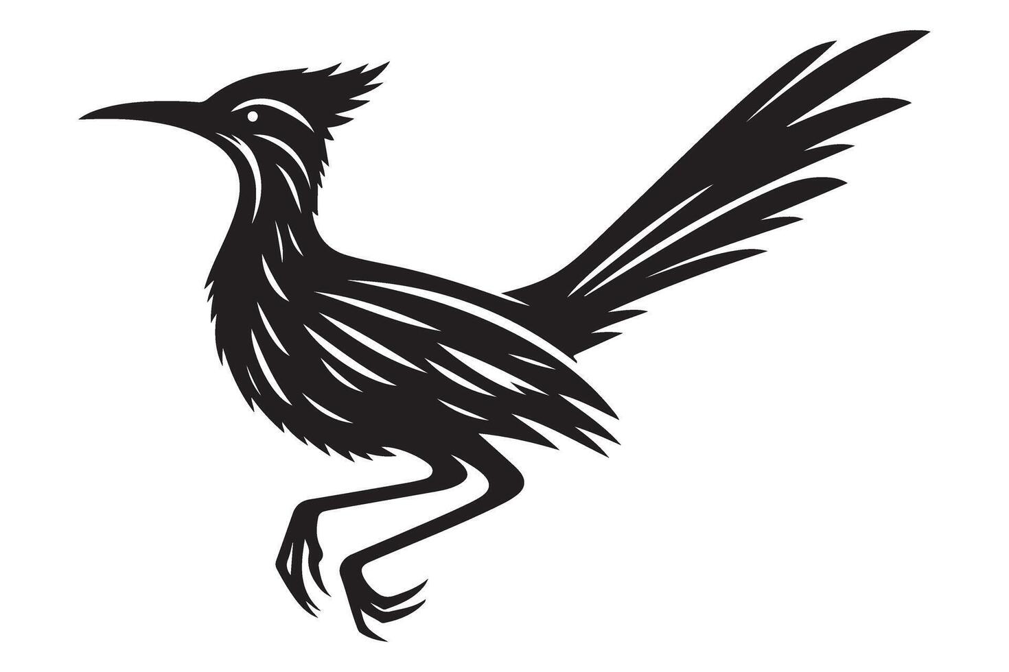 Fast Roadrunner Bird Silhouette Illustration for Desert Theme Art vector