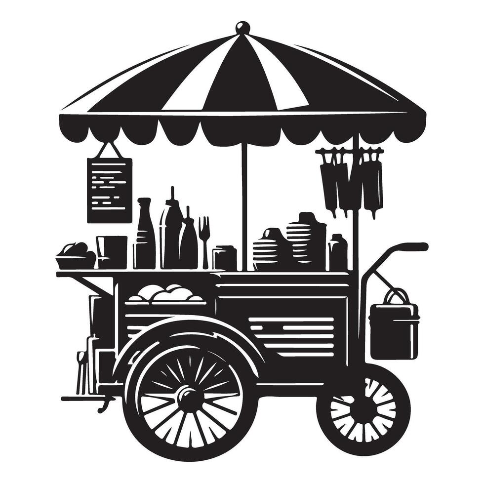 Detailed Street Food Cart Illustration Mobile Vendor Design vector