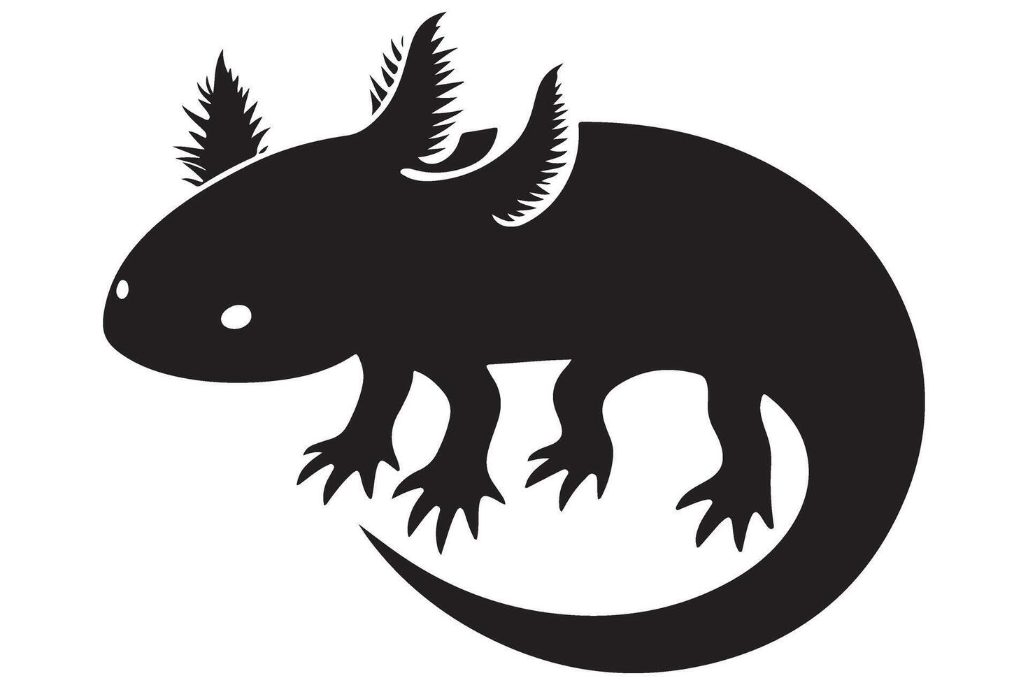 Axolotl Silhouette Illustration Adorable Aquatic Creature Art Design vector