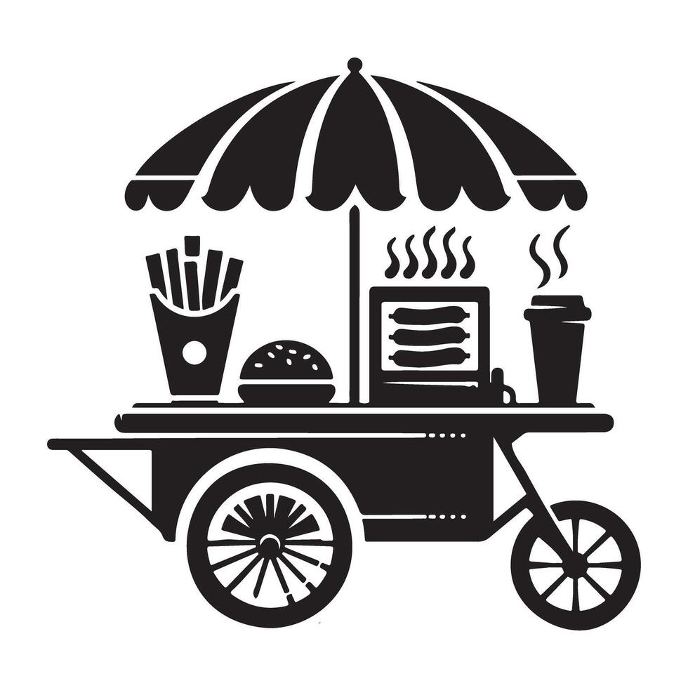 Mobile Food Cart Illustration Selling Burgers and Fries vector