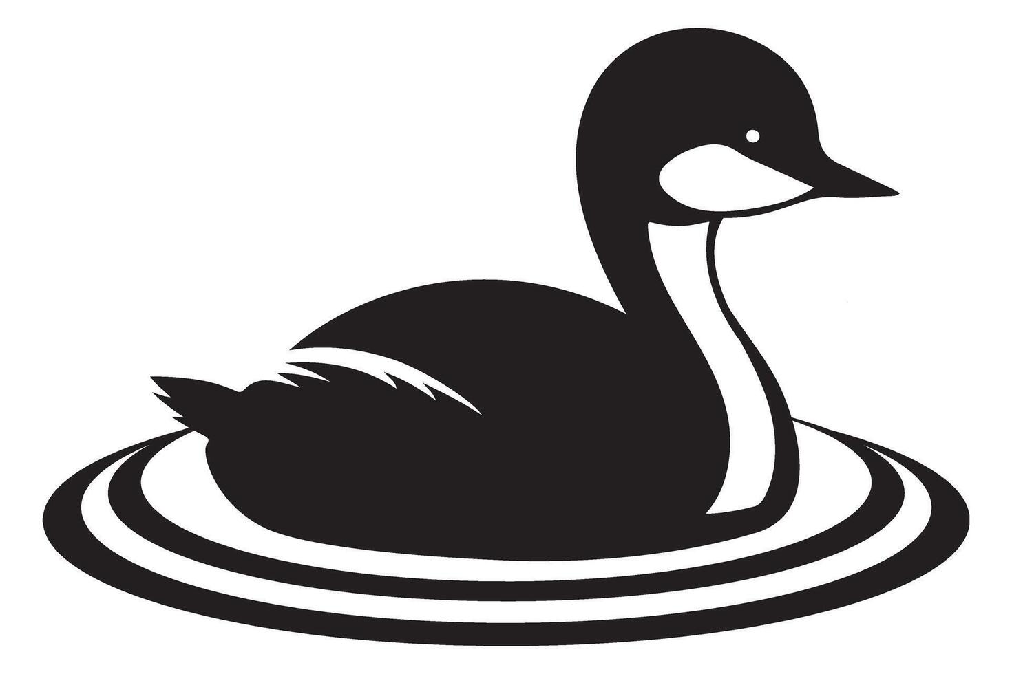 Grebe Silhouette Swimming Water Bird Wildlife Illustration Art vector