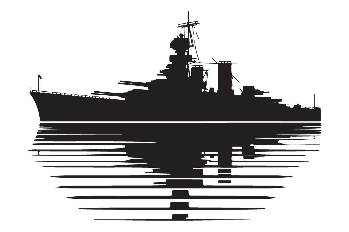 Battleship Illustration A Powerful Silhouette Of Naval History Warship vector