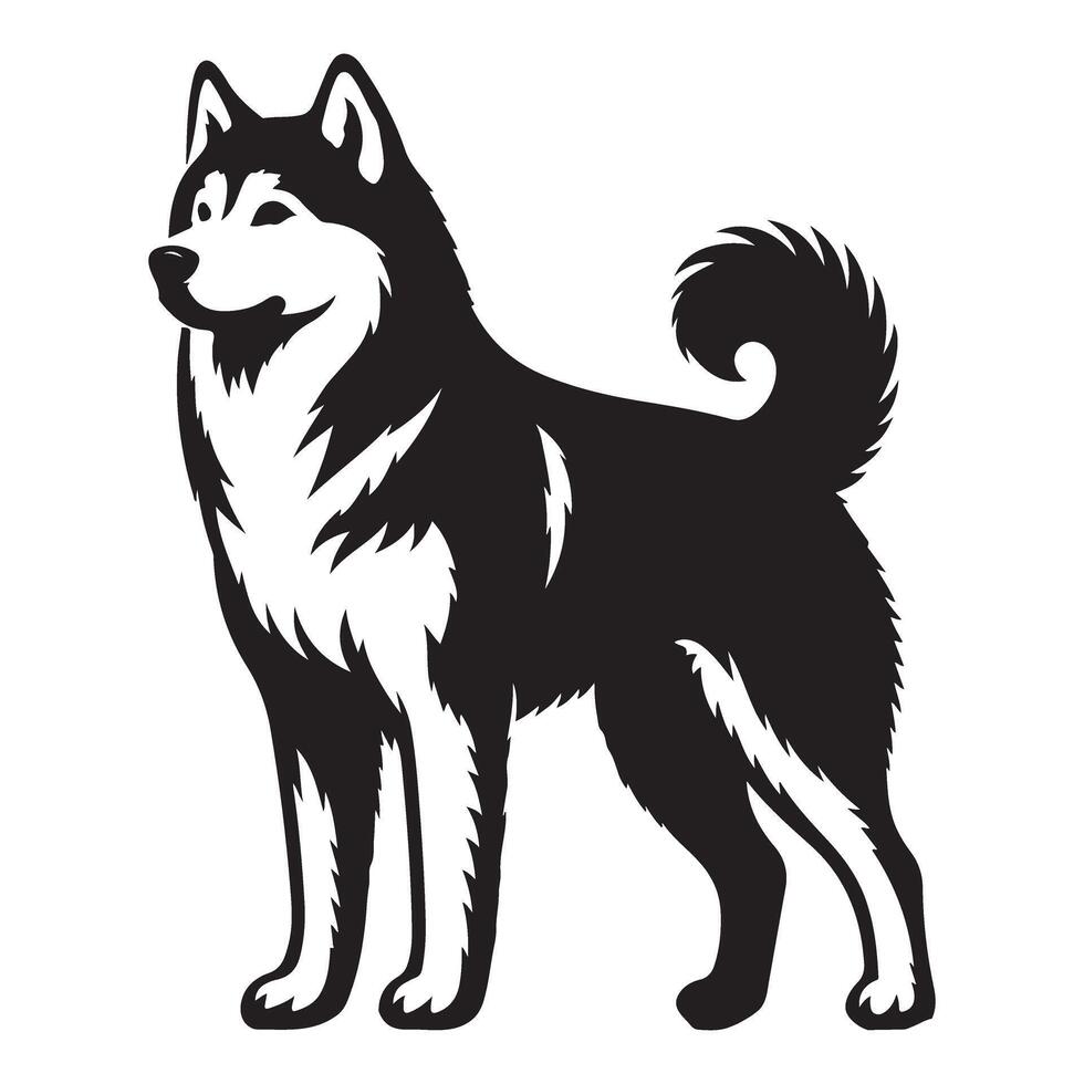 Majestic Alaskan Malamute Dog Silhouette Illustration Design Resource vector
