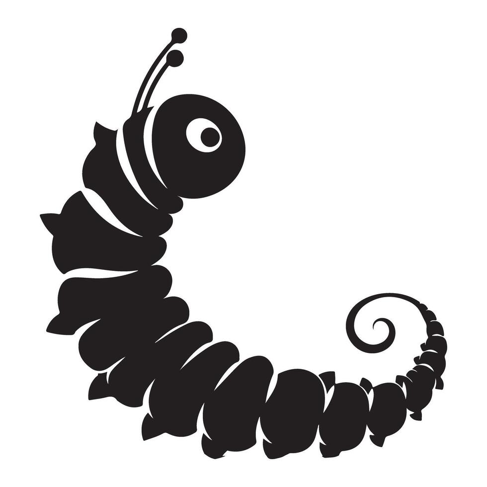 Cartoon Caterpillar Silhouette Illustration Playful Insect Design vector