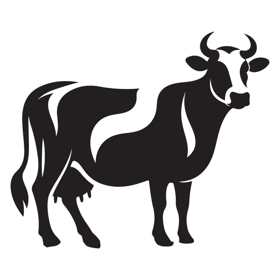 Holstein Cow Illustration Farm Animal Silhouette Design for Dairy vector