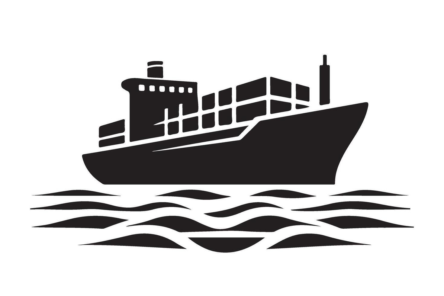 Cargo ship silhouette illustration for transportation and shipping related visuals vector